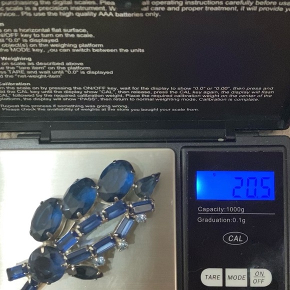 Vintage Unsigned Juliana? Cobalt Blue Silver-tone Brooch 20.5g - Picture 8 of 14